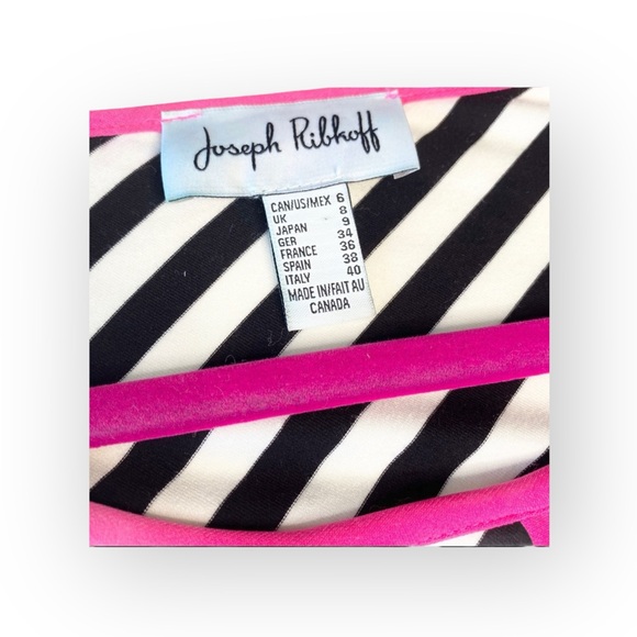 Joseph Ribkoff ✈︎ Nautical Inspired Striped Top Blouse ✈︎ Neon Pink Detail ✈︎ 6 - Picture 13 of 17